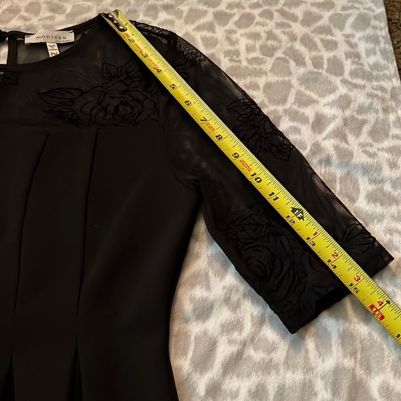 Monteau Black Lace Half Sleeve Dress Size PM - Picture 10 of 10